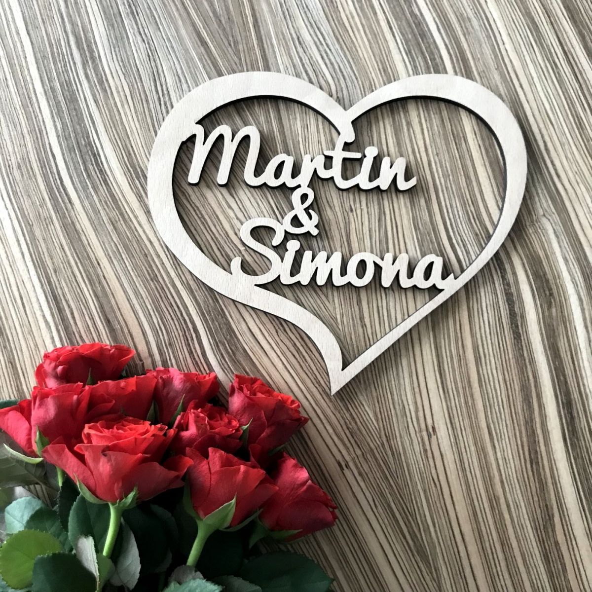Dřevěné srdce - dvě jména